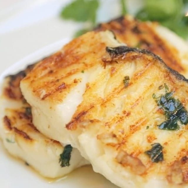 Cá Tuyết Nướng Muối Ớt / Grilled Seabass with Salt and Chili.