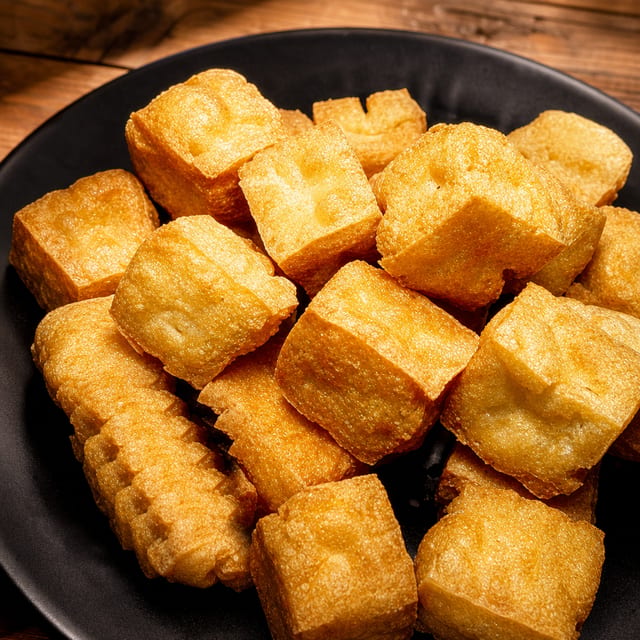 Đậu Hủ Chiên Giòn / Fried Tofu with Buttered Scallions.