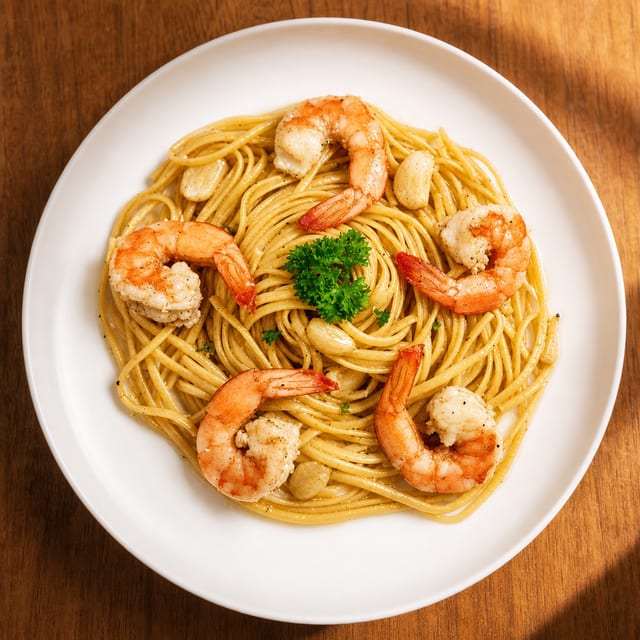 Garlic Noodles with Prawns / Mì Tỏi Xào Tôm.